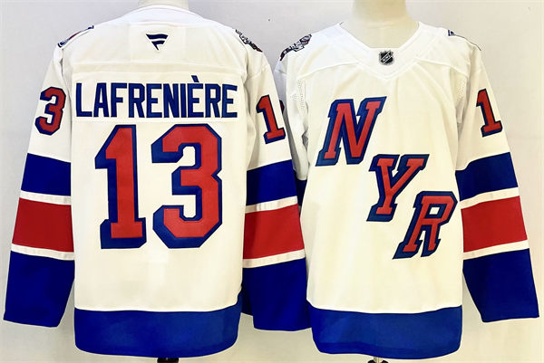 Mens New York Rangers #13 Alexis Lafreniere 2024 NHL Stadium Series Jersey White