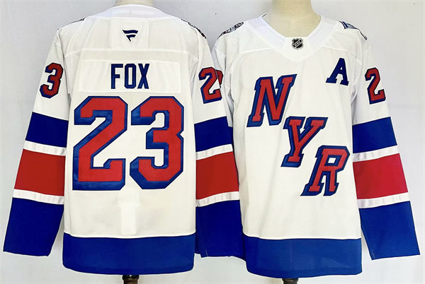 Mens New York Rangers #23 Adam Fox 2024 NHL Stadium Series Jersey White