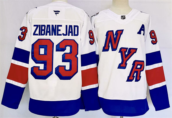 Mens New York Rangers #93 Mika Zibanejad 2024 NHL Stadium Series Jersey White