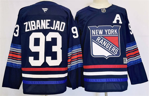 Mens New York Rangers #93 Mika Zibanejad Fanatics Navy Alternate Premium Jersey