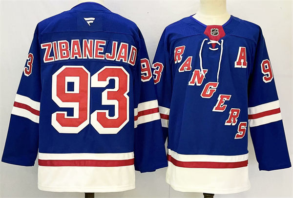 Mens New York Rangers #93 Mika Zibanejad Fanatics Royal Home Primegreen Player Jersey