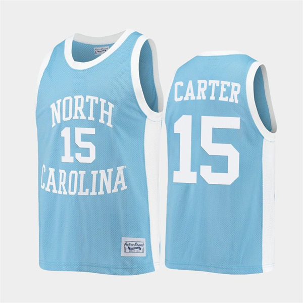 Men's North Carolina Tar Heels #15 Vince Carter Commemorative Classic Basketball Jersey - Carolina Blue