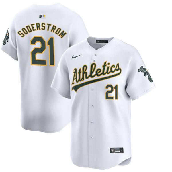 Men's Athletics #21 Tyler Soderstrom Nike 2025 White Home Limited Jersey