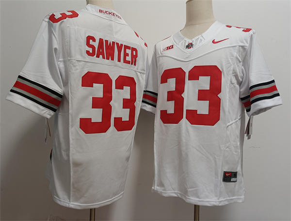 Mens Ohio State Buckeyes #33 Devin Brown White College Football Game Jersey