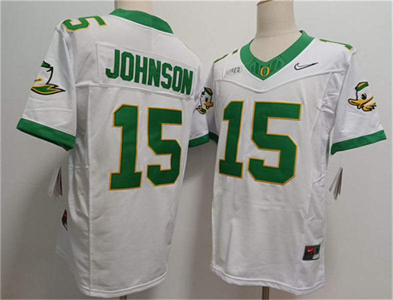 Mens Oregon Ducks #15 Tez Johnson Nike F.U.S.E.Limmited 2024 White MIGHTY OREGON Football Game Jersey