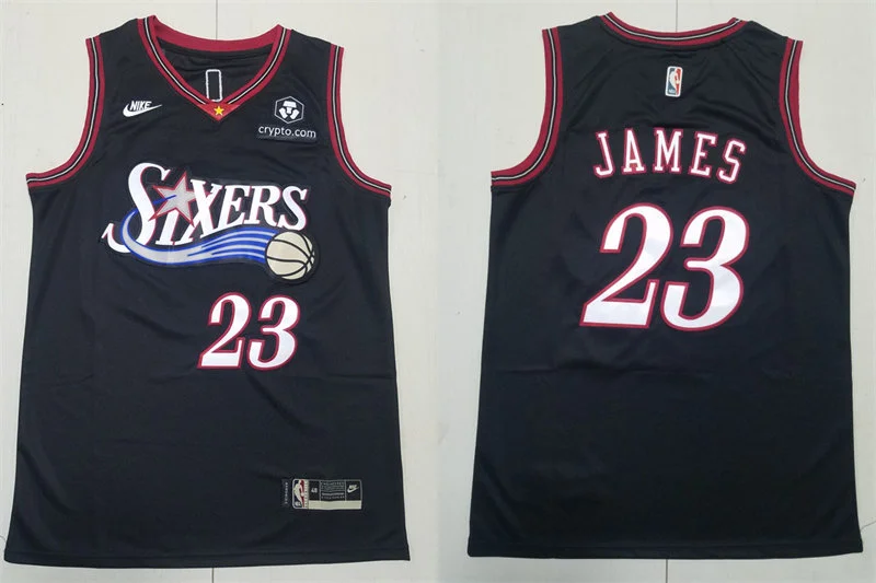 Mens Philadelphia 76ers #23 LeBron James Nike Black Hardwood Classics Jersey