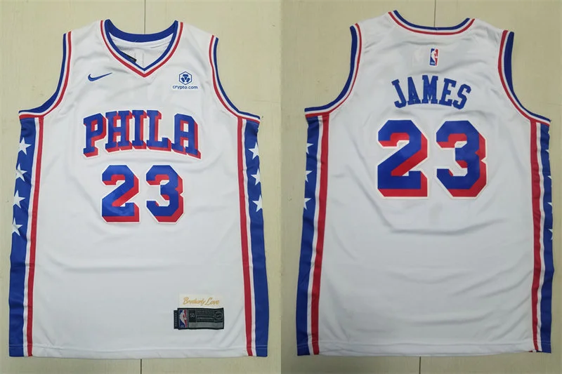 Mens Philadelphia 76ers #23 LeBron James Nike White Association Edition Swingman Jersey
