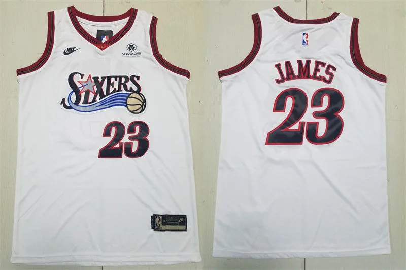 Mens Philadelphia 76ers #23 LeBron James Nike White Hardwood Classics Swingman Jersey