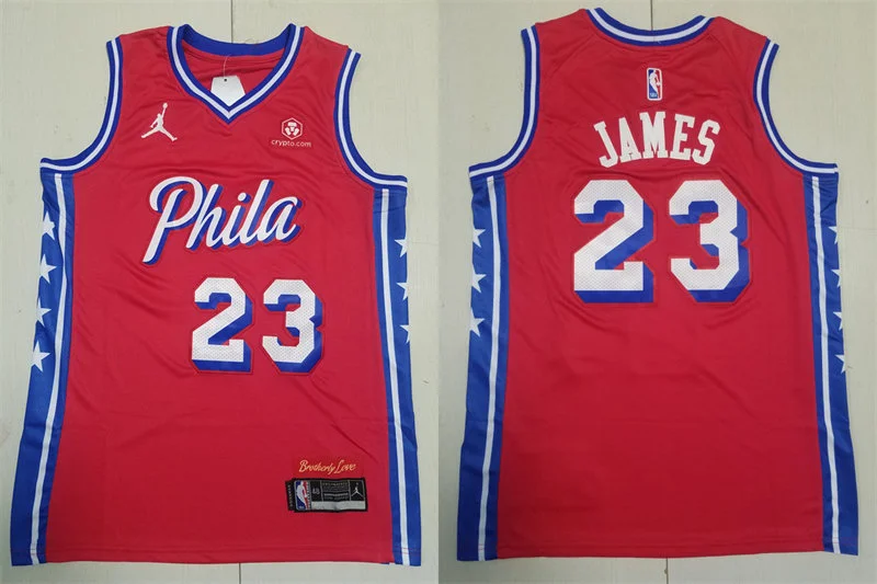 Mens Philadelphia 76ers #23 LeBron James Red Statement Edition Swingman Jersey