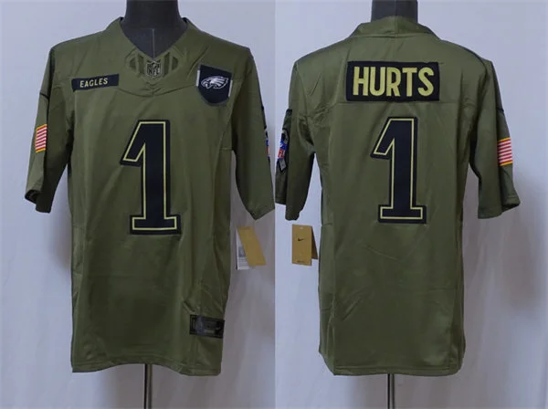 Mens Philadelphia Eagles #1 Jalen Hurts Nike 2025 Salute to Service Limited Jersey - Olive