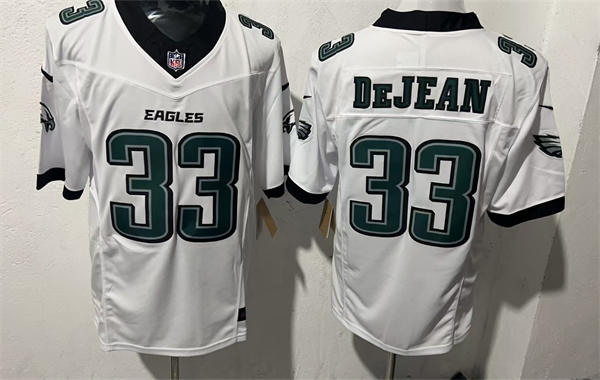 Mens Philadelphia Eagles #33 Cooper DeJean Nike White Vapor Limited Player Jersey