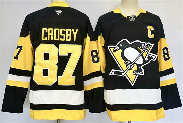 Mens Pittsburgh Penguins #87 Sidney Crosby Fanatics Home Black Player Jersey