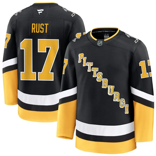 Mens Pittsburgh Penguins #17 Bryan Rust Fanatics Black Alternate Throwback Jersey
