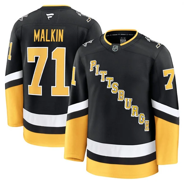 Mens Pittsburgh Penguins #71 Evgeni Malkin Fanatics Black Alternate Throwback Jersey