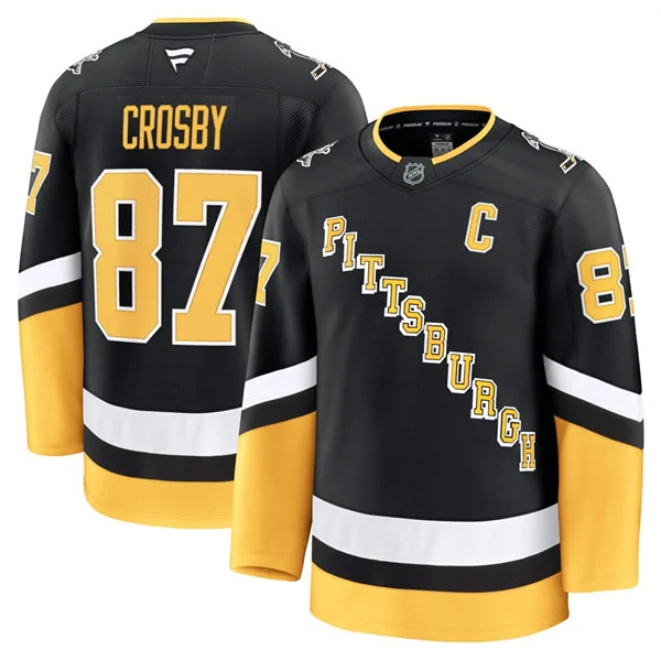 Mens Pittsburgh Penguins #87 Sidney Crosby Fanatics Black Alternate Throwback Jersey