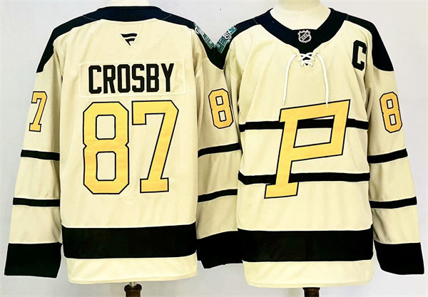 Mens Pittsburgh Penguins #87 Sidney Crosby Fanatics 2023 Winter Classic Player Jersey Cream