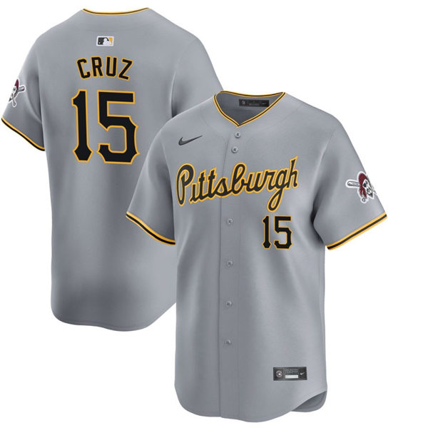 Mens Pittsburgh Pirates #15 Oneil Cruz Nike Gray Road Limited Player Jersey