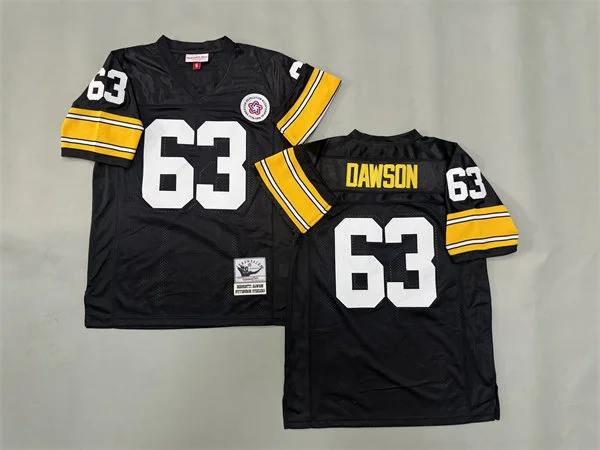Mens Pittsburgh Steelers #63 Dermontti Dawson Black Throwback Jersey
