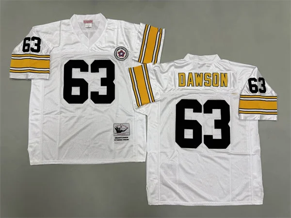 Mens Pittsburgh Steelers #63 Dermontti Dawson White Throwback Jersey
