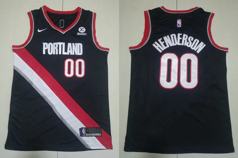 Mens Portland Trail Blazers #00 Scoot Henderson Black Icon Edition Swingman Jersey