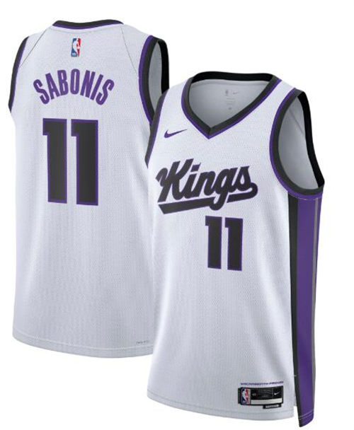 Mens Sacramento Kings #11 Domantas Sabonis 2023-24 White Association Edition Player Jersey