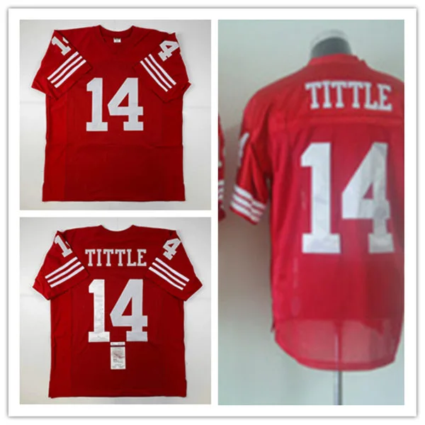 Mens San Francisco 49ers #14 Y.A. Tittle Red 1959 Mitchell&Ness Throwback Jersey