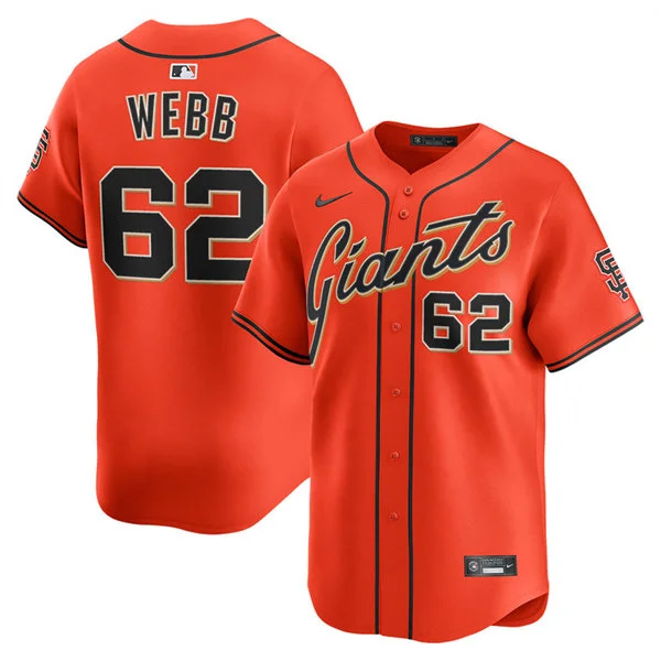 Mens San Francisco Giants #62 Logan Webb Nike Orange Alternate Limited Jersey