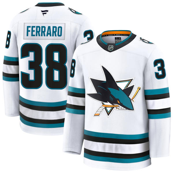 Youth San Jose Sharks #38 Mario Ferraro Fanatics White Away Premium Jersey