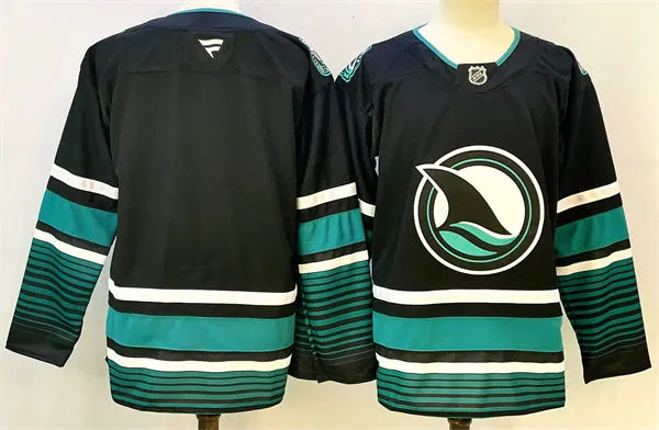 Mens San Jose Sharks Blank 2023-24 Cali Fin 3rd Alternate Team Jersey Black