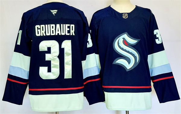 Mens Seattle Kraken #31 Philipp Grubauer Fanatics Navy Home Premium Player Jersey