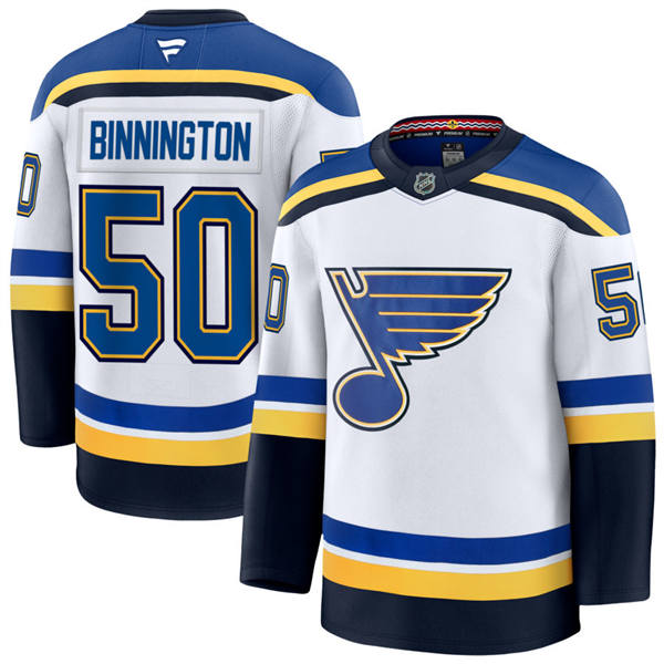 Youth St. Louis Blues #50 Jordan Binnington Fanatics White Away Jersey