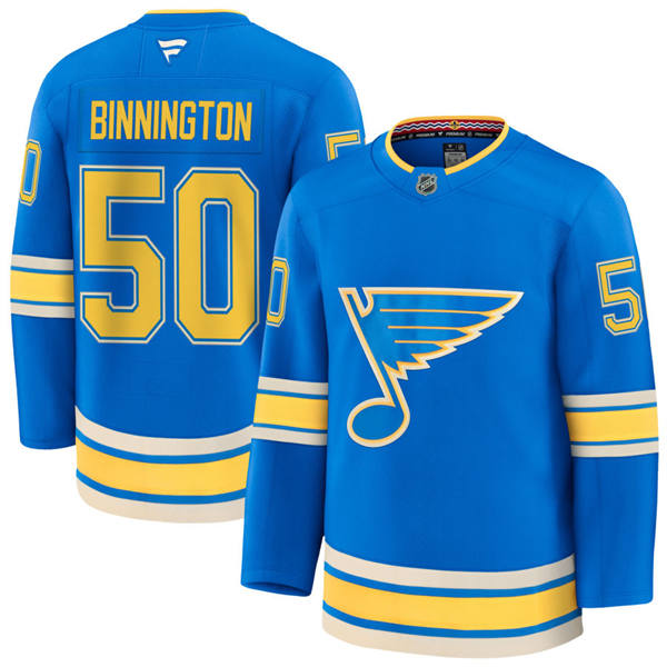 Men's St. Louis Blues #50 Jordan Binnington Fanatics Blue Alternate Jersey