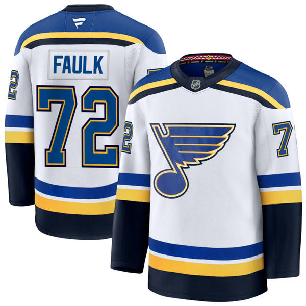 Mens St. Louis Blues #72 Justin Faulk White Away Player Jersey