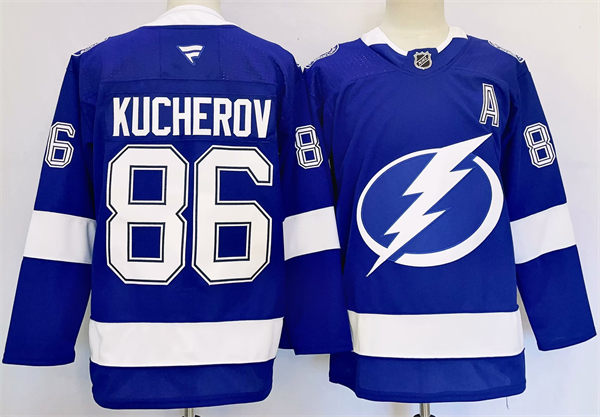 Men's Tampa Bay Lightning #86 Nikita Kucherov Fanatics Home Blue Premium Player Jersey