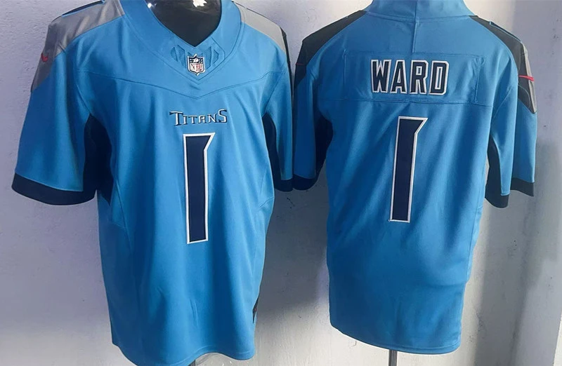 Mens Tennessee Titans #1 Cam Ward Nike Light Blue Alternate Vapor F.U.S.E. Limited Jersey