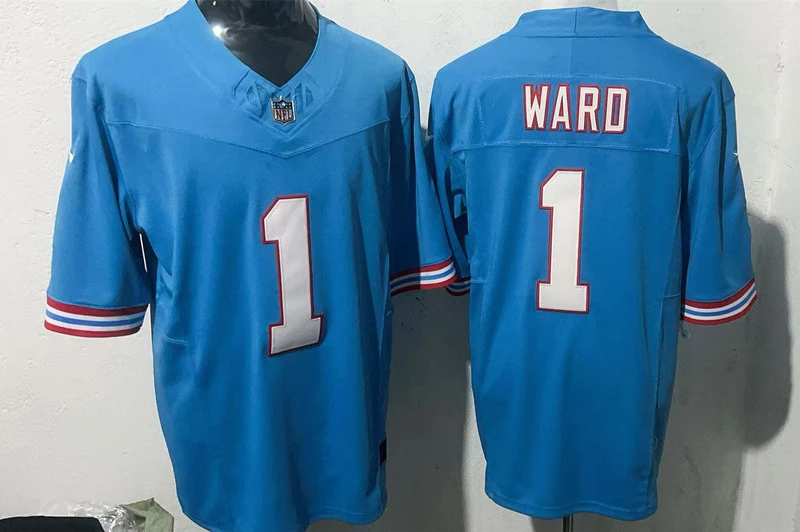 Mens Tennessee Titans #1 Cam Ward Nike Light Blue Oilers Throwback Vapor F.U.S.E. Limited Jersey