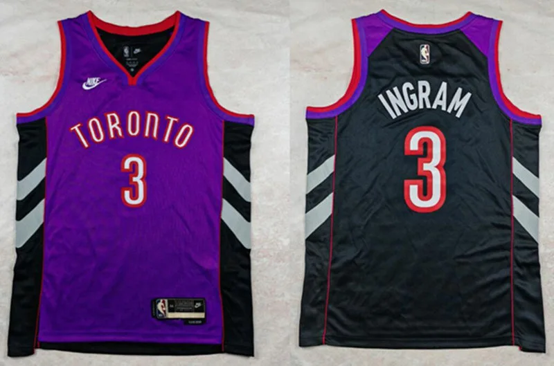 Mens Toronto Raptors #3 Brandon Ingram Purple Black Classic Edition Jersey