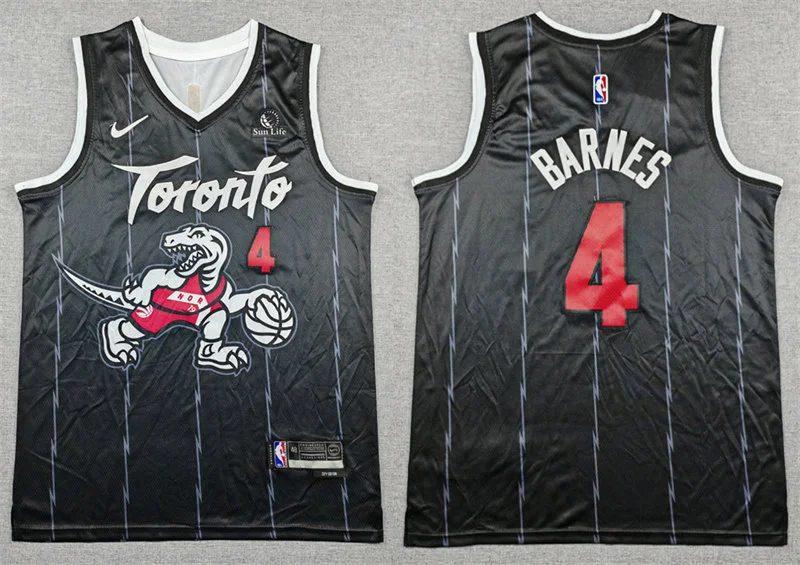Mens Toronto Raptors #4 Scottie Barnes Black 2025-26 City Edition Swingman Jersey