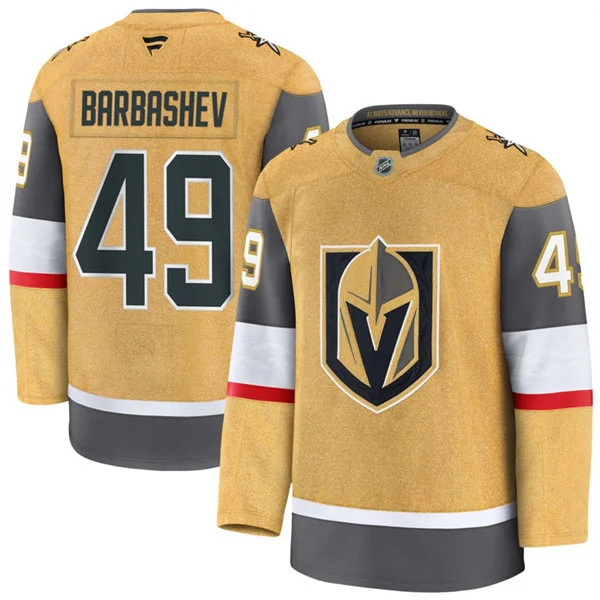 Mens Vegas Golden Knights #49 Ivan Barbashev Fanatics Gold Home Premium Jersey