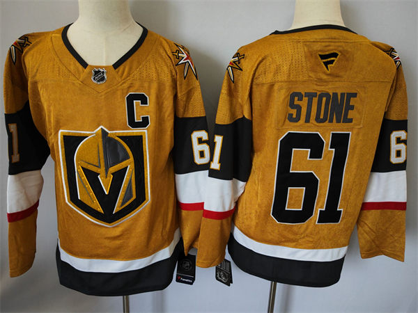 Mens Vegas Golden Knights #61 Mark Stone Stitched Fanatics Gold Home Player Jersey