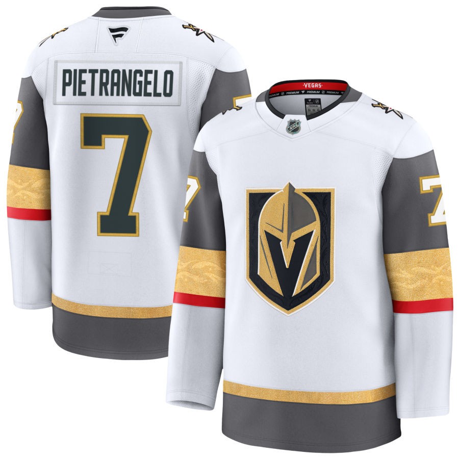 Mens Vegas Golden Knights #7 Alex Pietrangelo Stitched Fanatics Away White Player Jersey