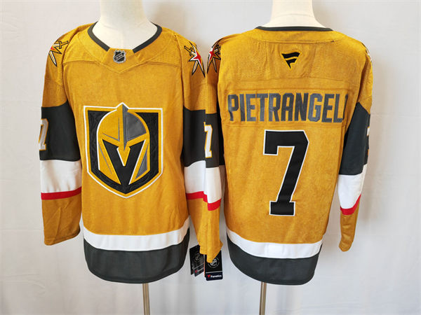 Mens Vegas Golden Knights #7 Alex Pietrangelo Stitched Fanatics Gold Home Player Jersey