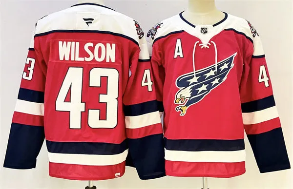 Mens Washington Capitals #43 Tom Wilson Red Screaming Eagle Third Jersey