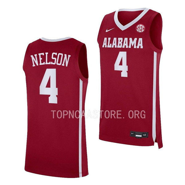 Mens Youth Alabama Crimson Tide #4 Grant Nelson Nike Crimson College Basketball Game Jersey