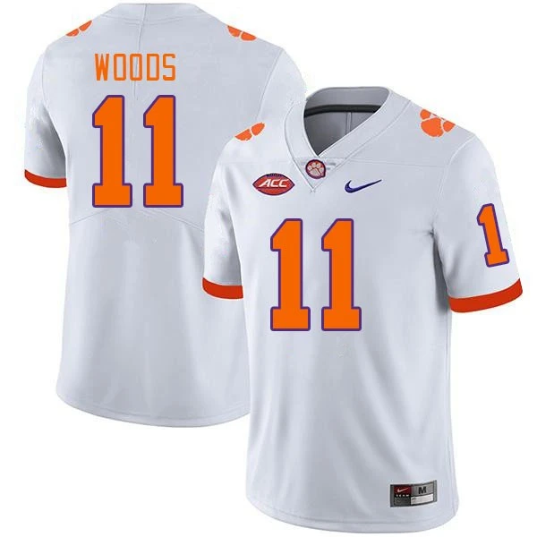 Mens Youth Clemson Tigers #11 Peter Woods White College Football Game Jersey
