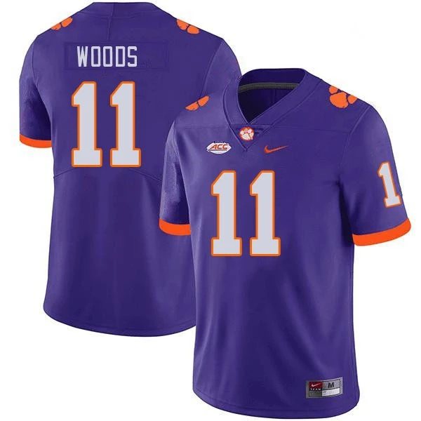 Mens Youth Clemson Tigers #11 Peter Woods Purple College Football Game Jersey