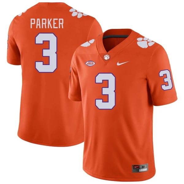 Mens Youth Clemson Tigers #3 T.J.Parker Orange College Football Game Jersey