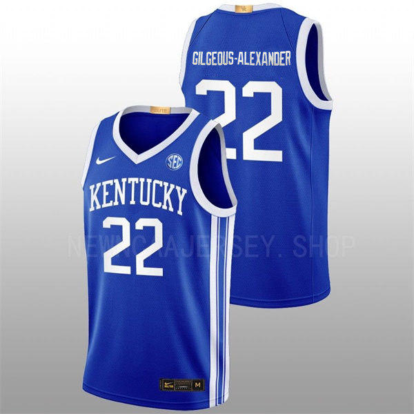 Mens Youth Kentucky Wildcats #22 Shai Gilgeous-Alexander Royal College Basketball  Jersey