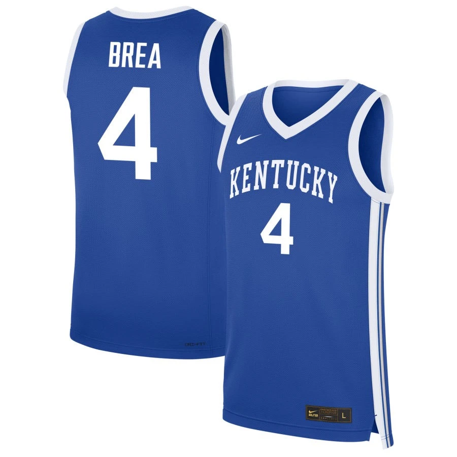 Mens Youth Kentucky Wildcats #4 Koby Brea Royal College Basketball Game Jersey