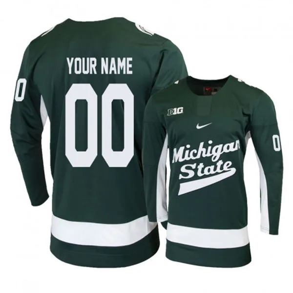 Michigan State Spartans Custom Nike Green Stitched College Hockey Jersey